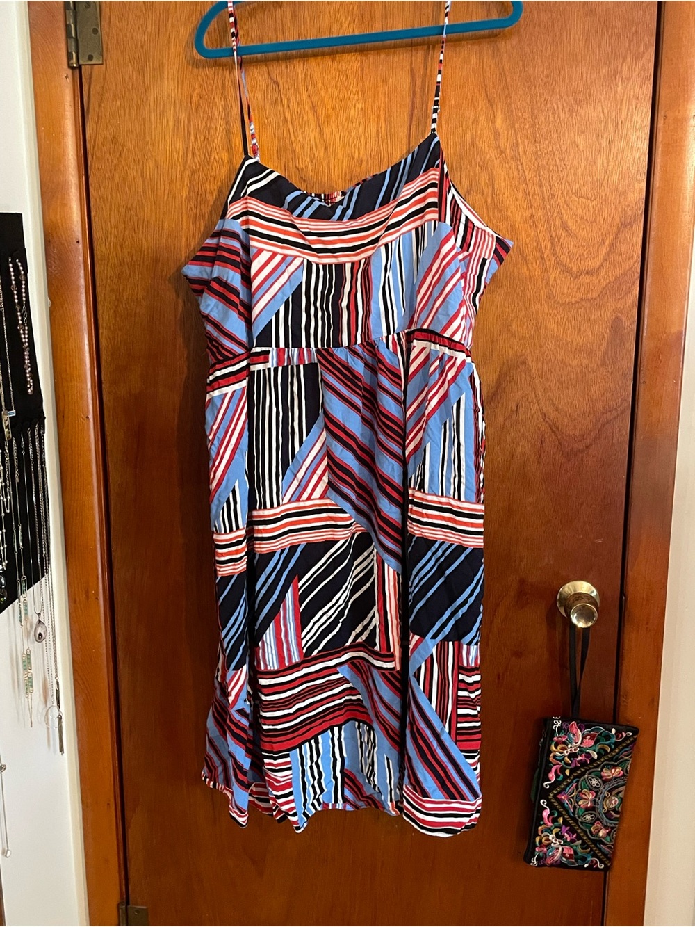 Maurice’s Striped Spaghetti Strap Sundress in Blue, Red & Black